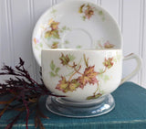 French Haviland Limoges Cup And Saucer 1920s Foliage Leaves Antique France
