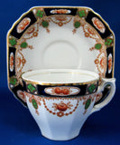 Imperial Derby Imari Cup And Saucer Cobalt Rust T Hughes England 1920s