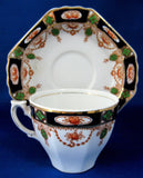 Imperial Derby Imari Cup And Saucer Cobalt Rust T Hughes England 1920s