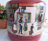 Victorian Coaching Scene Biscuit Barrel Antique Red 1920s Cookie Jar
