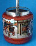 Victorian Coaching Scene Biscuit Barrel Antique Red 1920s Cookie Jar