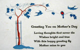 Mothers Day Gift Card Antique Poem Tree Blue Birds 1920s Greeting Card