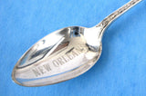 New Orleans Sterling Silver Souvenir Spoon 1920s Engraved Shield Finial Manchester Coffee Spoon