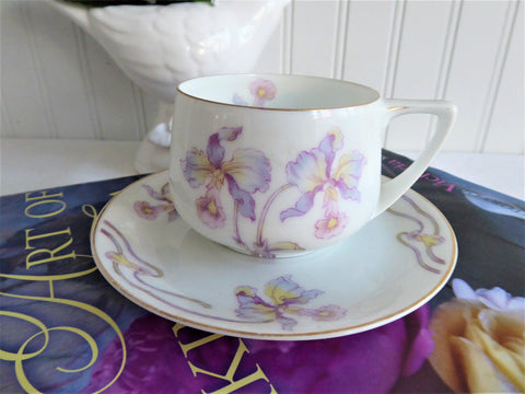 Orchid Cup And Saucer 1910s Rosenthal Lavender Orchids Donatello