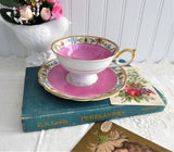 Hot Pink Cup And Saucer Bayreuther Floral Borders 1920s Royal Bayreuth Bavaria
