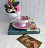 Hot Pink Cup And Saucer Bayreuther Floral Borders 1920s Royal Bayreuth Bavaria