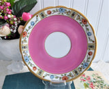 Hot Pink Cup And Saucer Bayreuther Floral Borders 1920s Royal Bayreuth Bavaria
