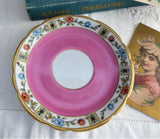 Hot Pink Cup And Saucer Bayreuther Floral Borders 1920s Royal Bayreuth Bavaria