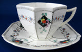 Shelley Fruit And Diamonds Queen Anne Cup And Saucer Paneled Art Deco Shows Wear