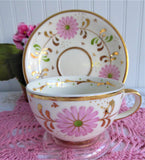 Pink Daisy Cup And Saucer Luster Floral 1920s Staffordshire England