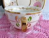 Pink Daisy Cup And Saucer Luster Floral 1920s Staffordshire England