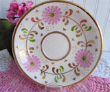 Pink Daisy Cup And Saucer Luster Floral 1920s Staffordshire England