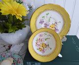 Cheery Yellow Floral Cup And Saucer Tuscan Enamel Accents On Transfer 1920s Bone China