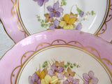 Pretty Pink Floral Cup And Saucer Tuscan Enamel Accents On Transfer 1920s Bone China