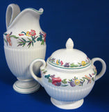 Wedgwood Floral Cream Jug And Sugar Edme Wildflowers 1920s Large Queens Ware