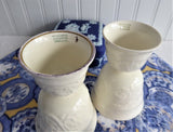 Wedgwood Patrician Eggcups 2 Double White Embossed Queen's Ware 1920s