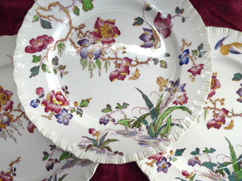 Swallow Wedgwood 4 Salad Plates Polychrome Transferware 1920s Cream Ware