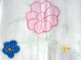 Dresser Scarf Long Applique Flowers 1920s Embroidered Fine Cotton Lawn Table Run