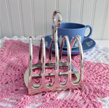 Superb English Toast Rack Gothic 1930s Silver Plated Toast Holder Letters Clivedon Mansions