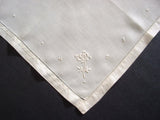Handkerchief Antique English Fine Linen Embroidered White 1920s Floral Elegant Hanky