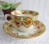 Cup And Saucer Lime Green Gold Taylor And Kent 1920s Hand Painted England