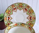 Cup And Saucer Lime Green Gold Taylor And Kent 1920s Hand Painted England
