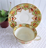 Cup And Saucer Lime Green Gold Taylor And Kent 1920s Hand Painted England