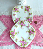 Side Plate Pair Chelsea Pink Peach Blossoms English Bone China 6 Inch Square