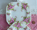 Side Plate Pair Chelsea Pink Peach Blossoms English Bone China 6 Inch Square