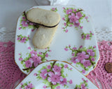 Side Plate Pair Chelsea Pink Peach Blossoms English Bone China 6 Inch Square