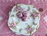 Side Plate Pair Chelsea Pink Peach Blossoms English Bone China 6 Inch Square
