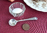 Salt Spoon Mustard Flowers Of United Kingdom Silver Plate 1930s Fancy Handle No Mono