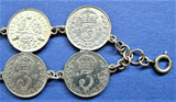 King George V Silver Threepenny Bits Silver Coin Bracelet Coins 1915-1935 England