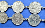 King George V Silver Threepenny Bits Silver Coin Bracelet Coins 1915-1935 England