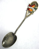 Silver Enamel Souvenir Spoon Canada Enamel Maple Leaf Finial 1920s Canadian