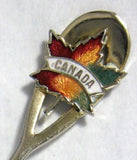 Silver Enamel Souvenir Spoon Canada Enamel Maple Leaf Finial 1920s Canadian