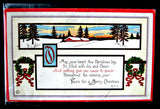 Postcard Christmas Greeting 1921 Snow Scene Wreath Snow May Your Heart