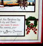 Postcard Christmas Greeting 1921 Snow Scene Wreath Snow May Your Heart