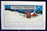 Antique A Merry Christmas Postcard Cottage Snow Scene Maine 1924 Poem