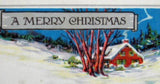 Antique A Merry Christmas Postcard Cottage Snow Scene Maine 1924 Poem