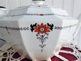 Shelley Red Daisy Queen Anne Teapot Art Deco Paneled Bone China Octagonal
