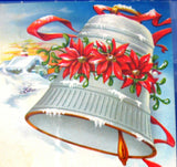 Postcard Christmas Greetings 1929 Bell Poinsettias Snow Poem Divided Back