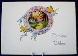 Birthday Wishes Gift Card 1929 Cottage Poem Antique Greeting Flowers Ephemera