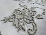 Napkins 10 Madeira Linen Embroidered Floral Tan Dinner Napkins 1930s