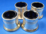 English Open Salts Cobalt Blue Glass Liners Silver Plate Set Of Four Art Deco 1920-1930s