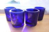 English Open Salts Cobalt Blue Glass Liners Silver Plate Set Of Four Art Deco 1920-1930s