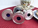 English Open Salts Cobalt Blue Glass Liners Silver Plate Set Of Four Art Deco 1920-1930s