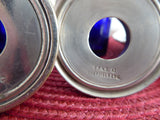 English Open Salts Cobalt Blue Glass Liners Silver Plate Set Of Four Art Deco 1920-1930s