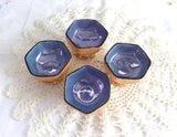 Japanese Luster Open Salts Art Deco Set of 4 Vintage 1930s Pedestal Blue Gold