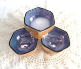 Japanese Luster Open Salts Art Deco Set of 4 Vintage 1930s Pedestal Blue Gold